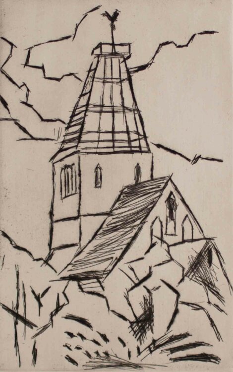 Gisela Kurkhaus-Müller - Kirche in Reinshagen - Kaltnadelradierung - 1987