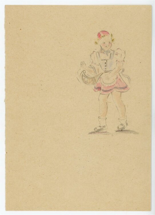 Witt Pfeiffer - Illustration eines Mädchens mit Korb - Aquarell - o.J.