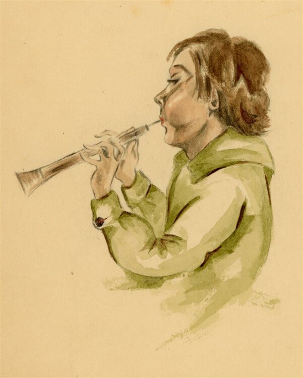 Witt Pfeiffer - Flötenspielerin - Aquarell - o.J.