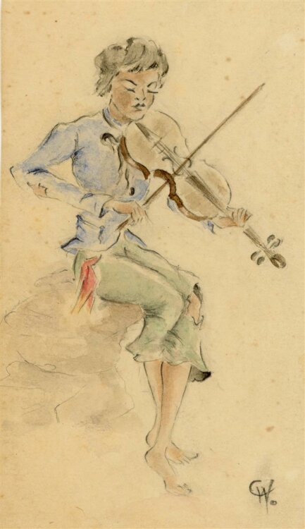 Witt Pfeiffer - Geigenspielerin - Aquarell - o.J.