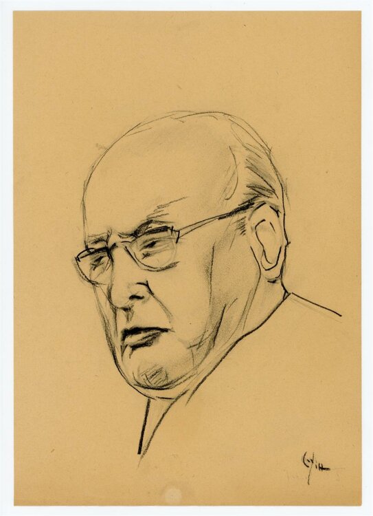 Witt Pfeiffer - Portrait eines Mannes mit Brille - Bleistiftzeichnung - o.J.