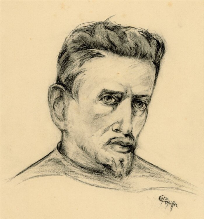 Witt Pfeiffer - Portrait eines Mannes - Kohlezeichnung - o.J.