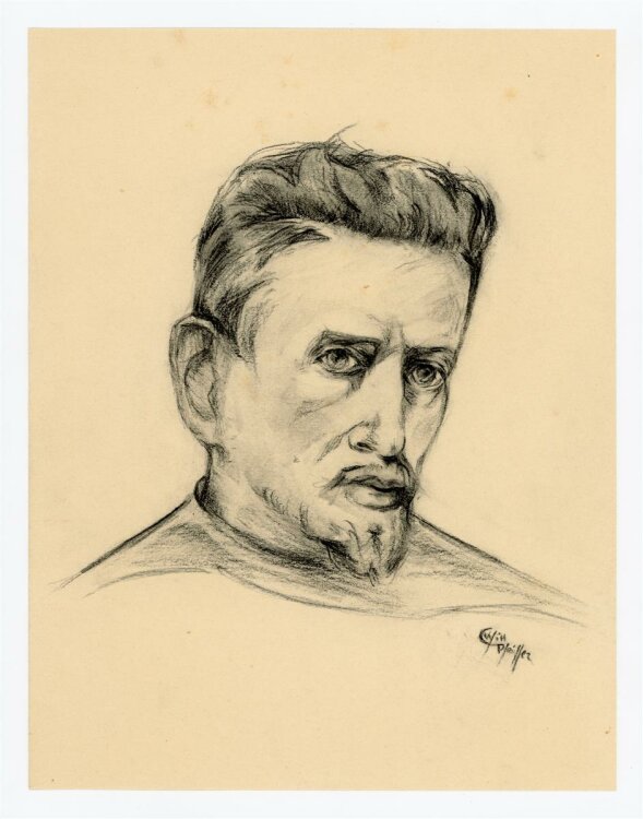 Witt Pfeiffer - Portrait eines Mannes - Kohlezeichnung - o.J.
