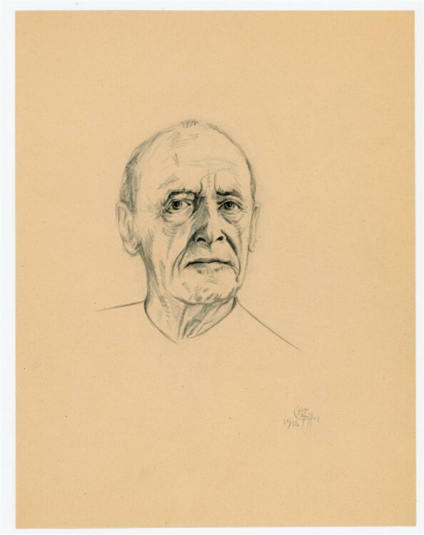 Witt Pfeiffer - Portrait eines älteren Mannes - Tuschezeichnung - 1956