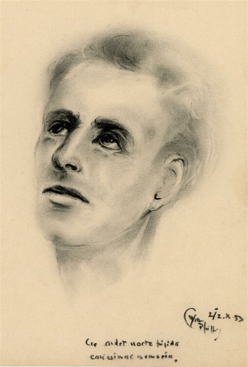 Witt Pfeiffer - Portrait eines Mannes - Kohlezeichnung - 1955