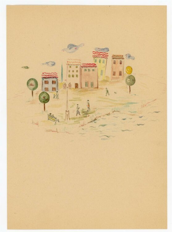 Witt Pfeiffer - Illustration einer Stadt - Aquarell - o.J.