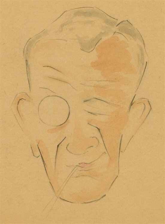 Witt Pfeiffer - Illustration eines Mannes mit Monokel - Aquarell - o.J.