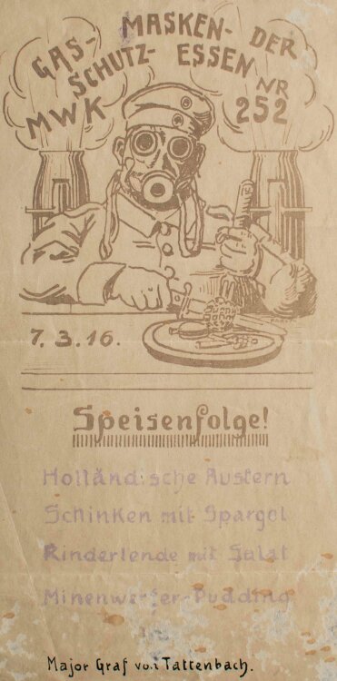 Graf von Tattenbach (Bayern) - Spendenessen - Menükarte - 07.06.1916