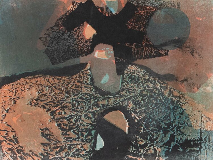 Jürgen LIT Fischer - Abstrahierte Komposition - Farblithografie - 1965