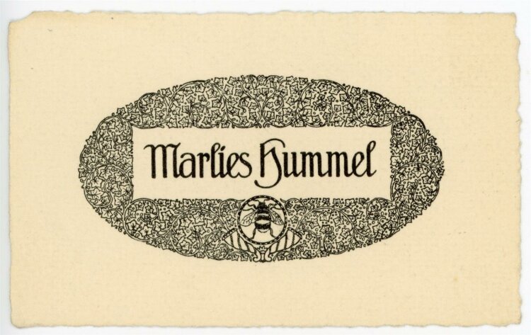 unbekannt - Exlibris von Marlies Hummel - Druckgrafik - o.J.