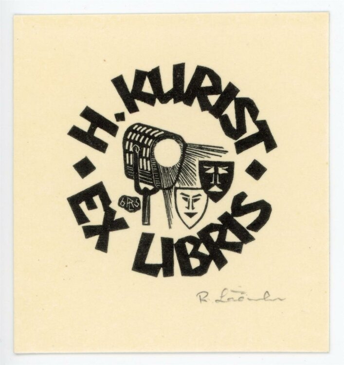 R. Laanlan - Exlibris von H. Kurist - Holzschnitt - o.J.