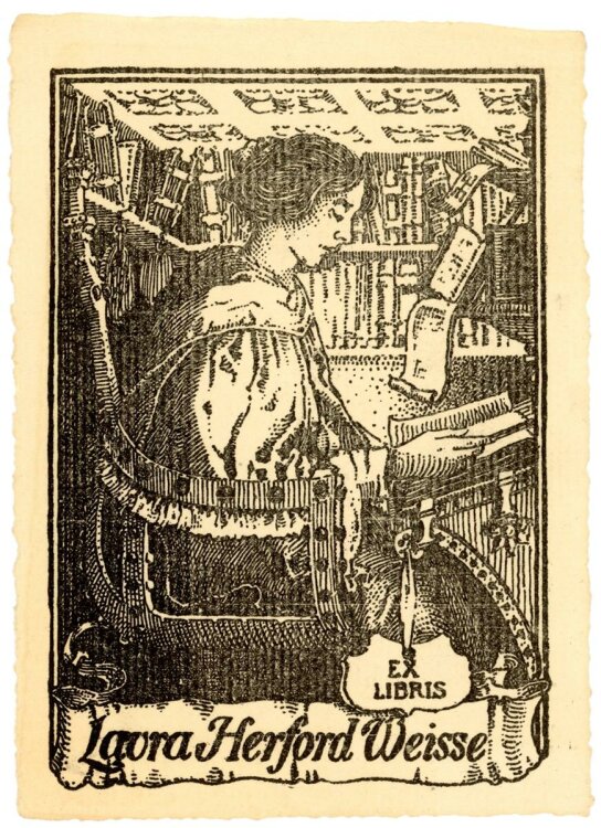 unbekannt - Exlibris von Laura Herford Weisse - Holzschnitt - o.J.