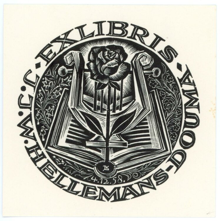 Jaap Kuyper - Exlibris von J. J. W. Hellemans-Douma - Holzstich - 1958