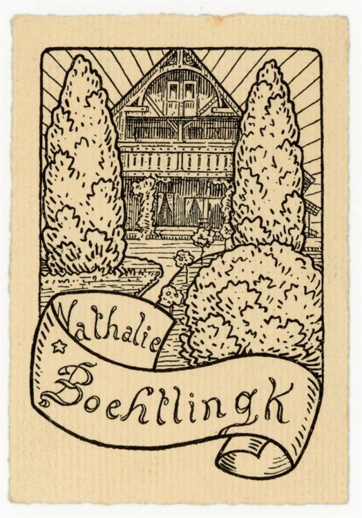unbekannt - Exlibris von Nathalie Boehllingk - Holzschnitt - o.J.