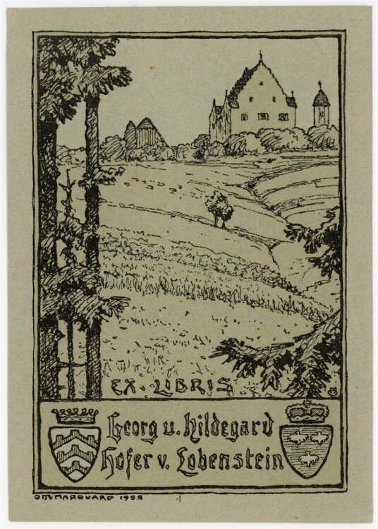 O. M. Marquard - Exlibris von Georg u. Hildegard Hofer v. Lobenstein - Holzschni