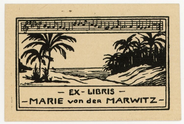 unbekannt - Exlibris von Marie von der Marwitz - Holzschnitt - o.J.