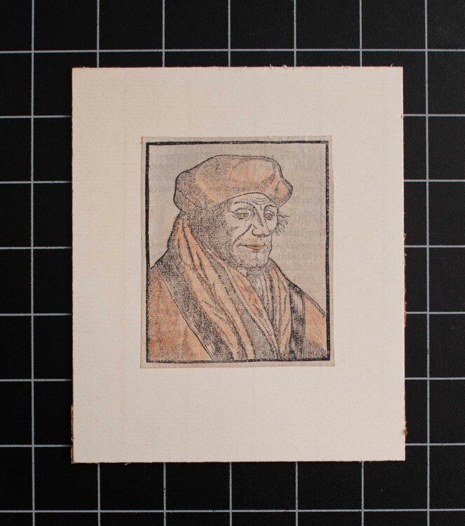 Unbekannt - Erasmus von Rotterdam - colorierter Holzschnitt - o. J.