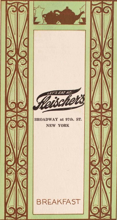 Fleischers (New York) - Restaurantkarte - Menükarte