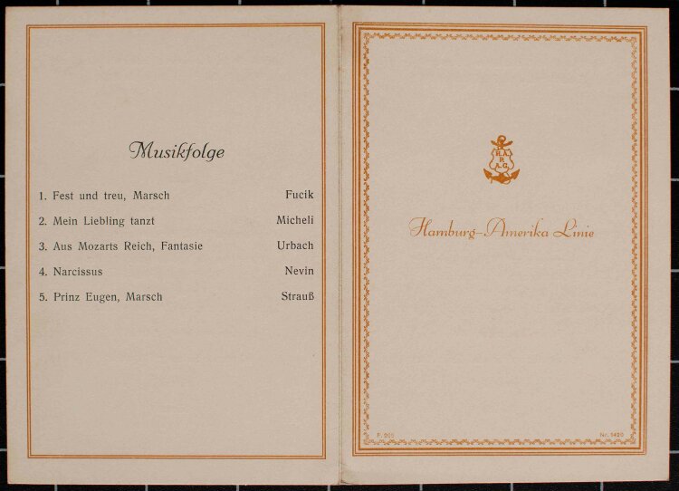 Motorschiff General Osorio (Hapag) - Abendessen - Menükarte - 24.10.1931