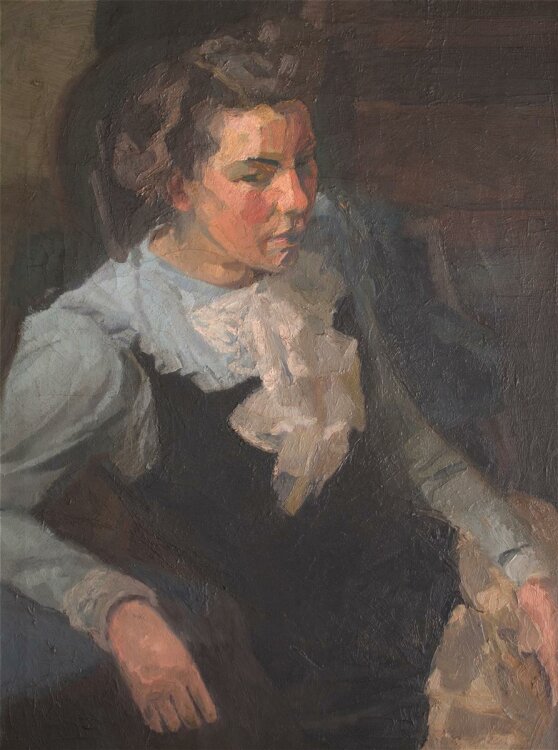 Gustav Johannes Buchner - Weibliches Porträt - Öl auf Leinwand - 1909