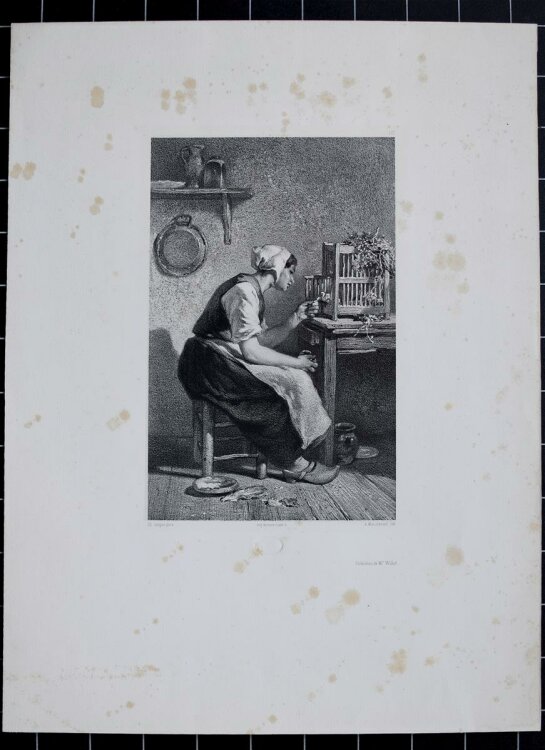 Adolphe Mouilleron - Die Entenfütterung - Lithografie - o. J.