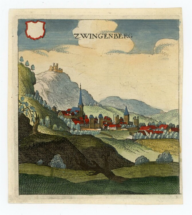 Matthäus Merian d. Ä. - Zwingenberg - Radierung - ca. 1650