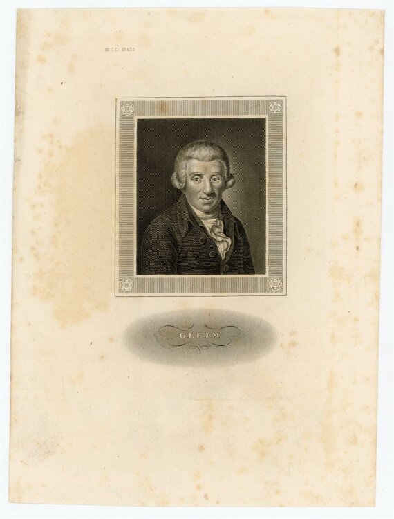 unbekannt - Bildnis des Johann Wilhelm Ludwig Gleim - Stahlstich - 1839 / 1855