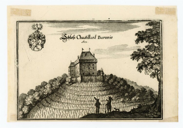 Matthäus Merian - Ansicht Schloss Chastillard Baronie - Kupferstich - ca. 1650