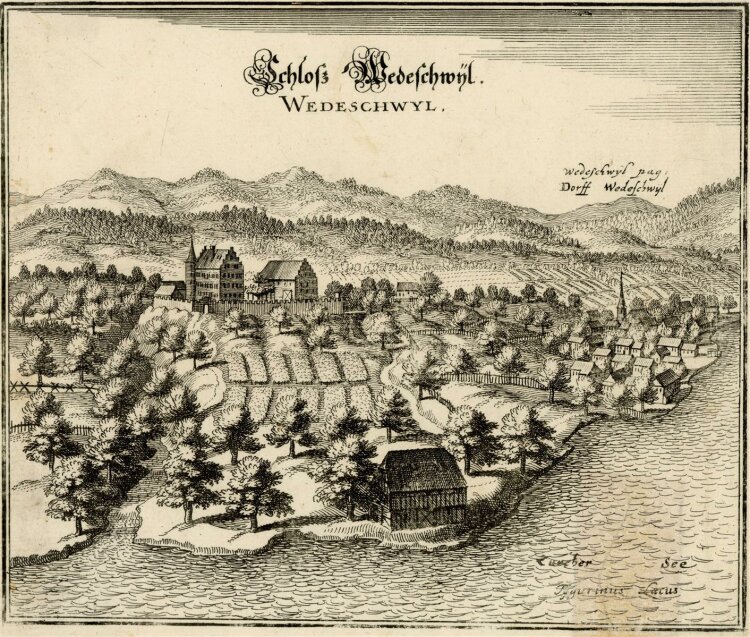 Matthäus Merian - Ansicht Schloss Wedeschwyl - Kupferstich - ca. 1650