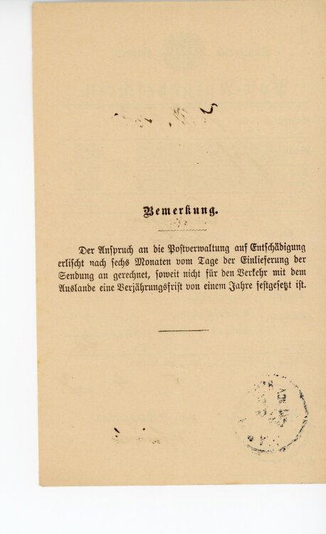 Königreich Bayern - Post-Aufgabeschein - Regensburg - 05.04.1892