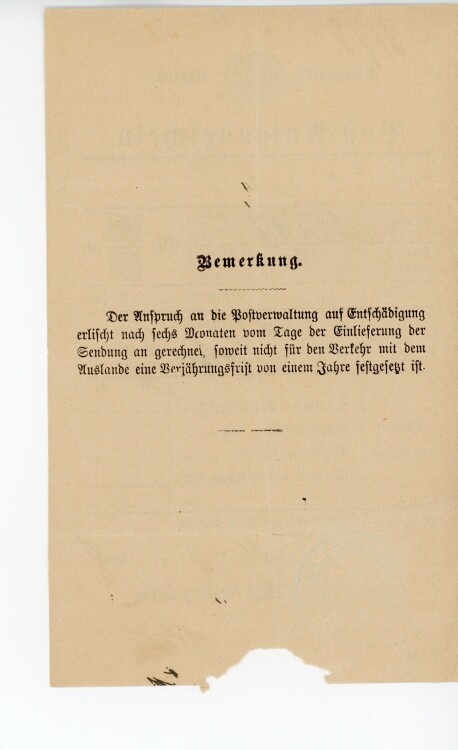 Königreich Bayern - Post-Aufgabeschein - Regensburg - 19.04.1898