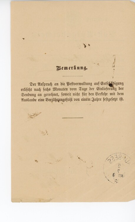 Königreich Bayern - Post-Aufgabeschein - Aufsess - 09.07.1896