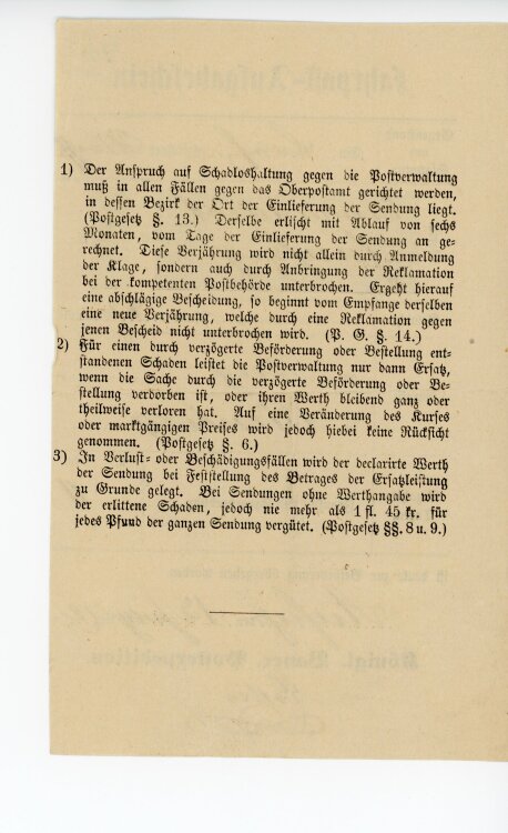 Königreich Bayern - Fahrpost-Aufgabeschein - Aufsess - 13.07.1872
