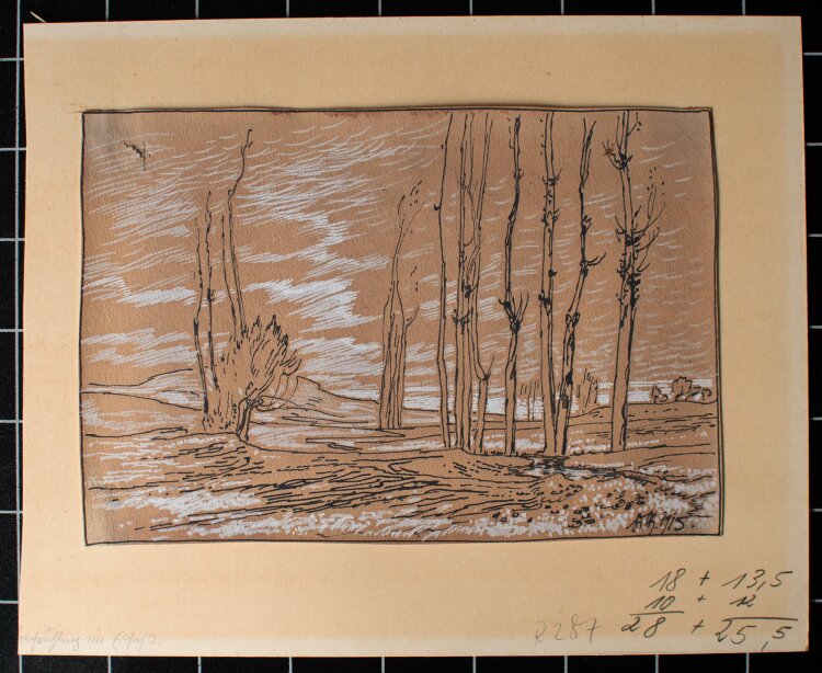 Edmund Steppes - Landschaft - Tusche, weiß gehöht - 1915