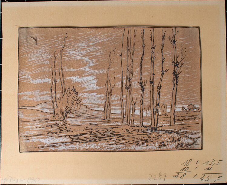 Edmund Steppes - Landschaft - Tusche, weiß gehöht - 1915