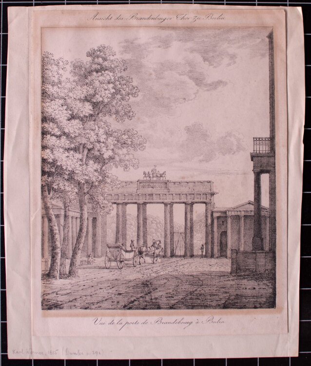 unbekannt - Ansicht des Brandenburger Tores - Lithographie - um 1820
