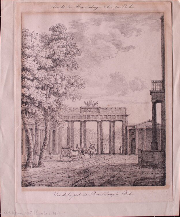 unbekannt - Ansicht des Brandenburger Tores - Lithographie - um 1820