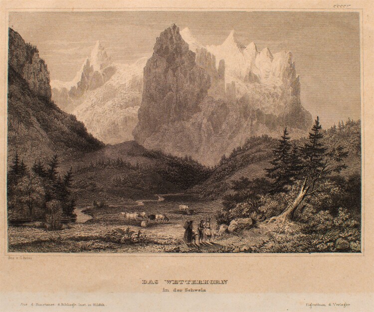 C. Reiss - Das Wetterhorn/ Schweiz - Stahlstich - um 1840