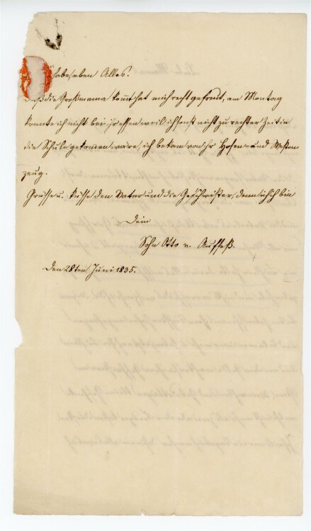 Otto von und zu Aufsess - Brief an Charlotte von und zu Aufsess - 28.6.1835