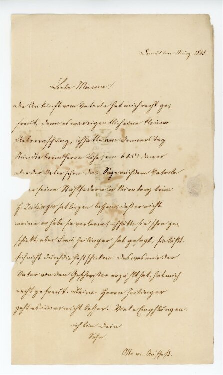 Otto von und zu Aufsess - Brief an Charlotte von und zu Aufsess - 21.3.1835