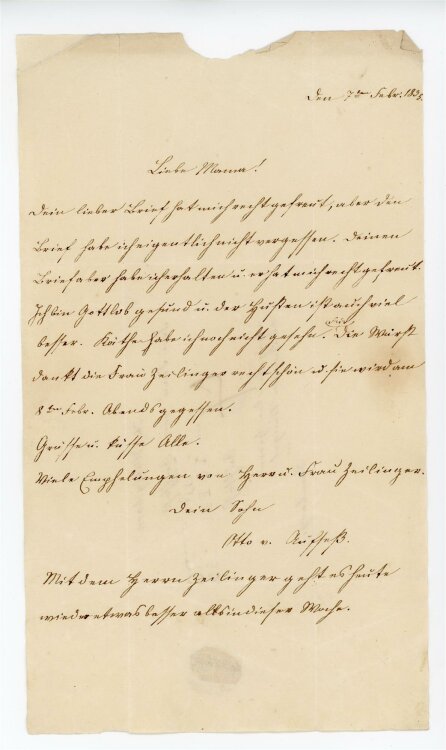 Otto von und zu Aufsess - Brief an Charlotte von und zu Aufsess - 7.2.1835