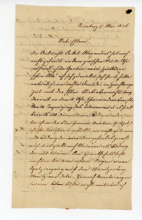 Otto von und zu Aufsess - Brief an seine Eltern - 17.5.1836