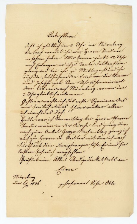 Otto von und zu Aufsess - Brief an seine Eltern - 6.11.1836