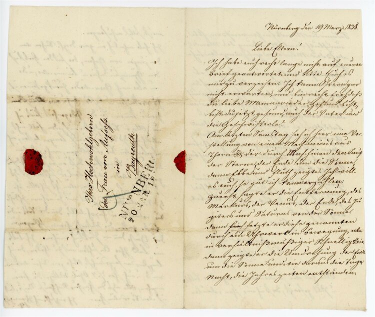 Otto von und zu Aufsess - Brief an seine Eltern - 19.3.1838