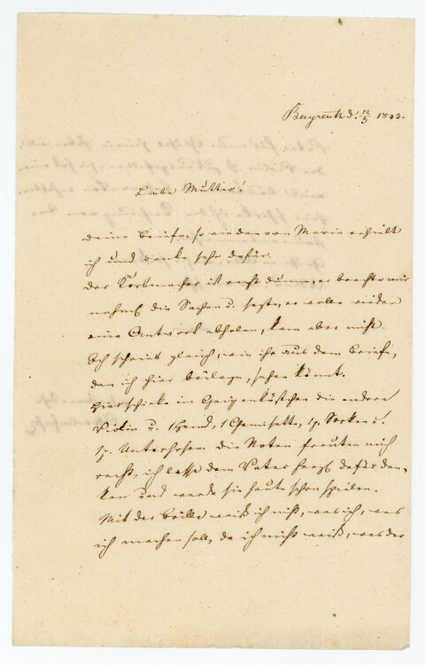 Otto von und zu Aufsess - Brief an Charlotte von und zu Aufsess - 12.3.1843
