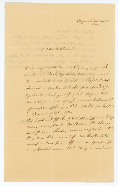Otto von und zu Aufsess - Brief an Charlotte von und zu Aufsess - 1.4.1843