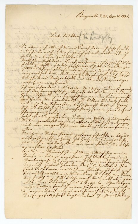 Otto von und zu Aufsess - Brief an Charlotte von und zu Aufsess - 30.4.1841