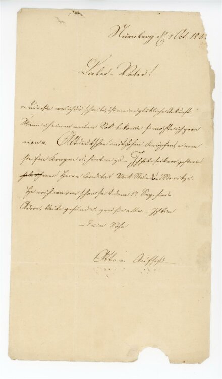 Otto von und zu Aufsess - Brief an Hans von und zu Aufsess - 1.10.1836
