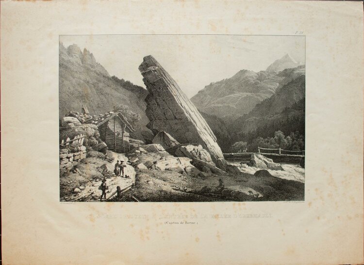 Gottfried Engelmann - Landschaft (Haslital) im Berner Oberland - Lithographie -