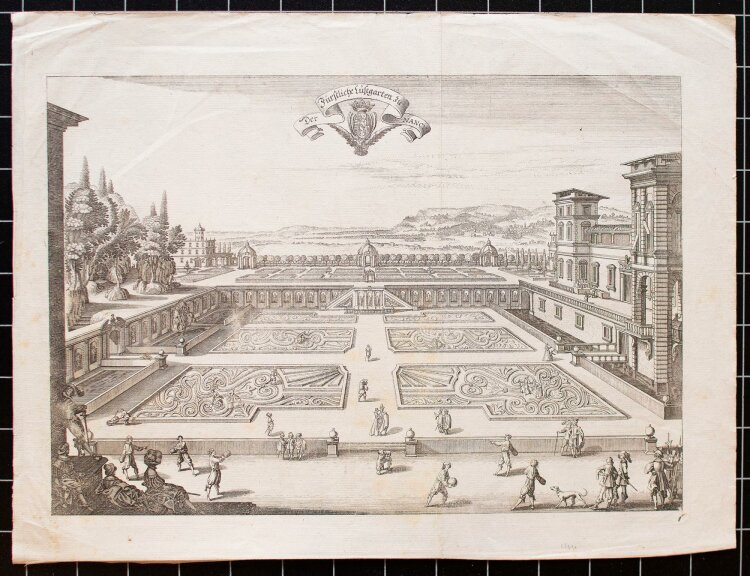 Matthäus Merian - Ansicht Lustgarten Nancy - Kupferstich - 1650